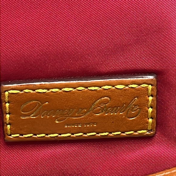 Dooney & Bourke Crossbody Mini Purse Red Pink Easy Clean Brown Leather Strap - Picture 4 of 14